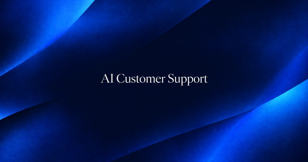Blue abstract header titled AI Customer Support