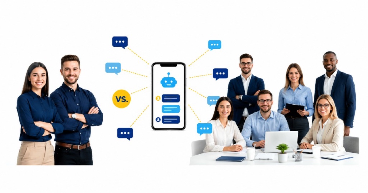 AI texting for small business — small team competing with larger companies using automated SMS follow-up
