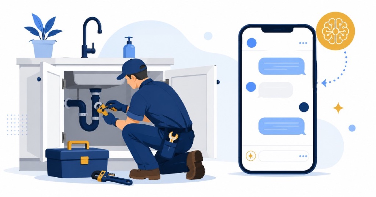 AI texting for plumbing companies — automated SMS lead follow-up while plumber is on the job